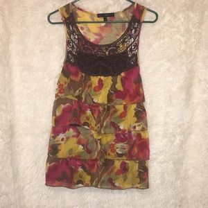 Fun, Floral, Ruffled Sleeveless Top!